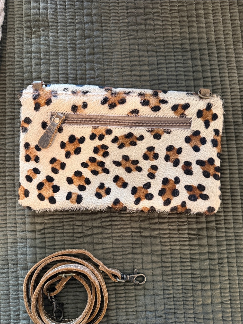 Myra Bag Leopard Haircalf Crossbody with Tan Faux Leather - Picture 4 of 4